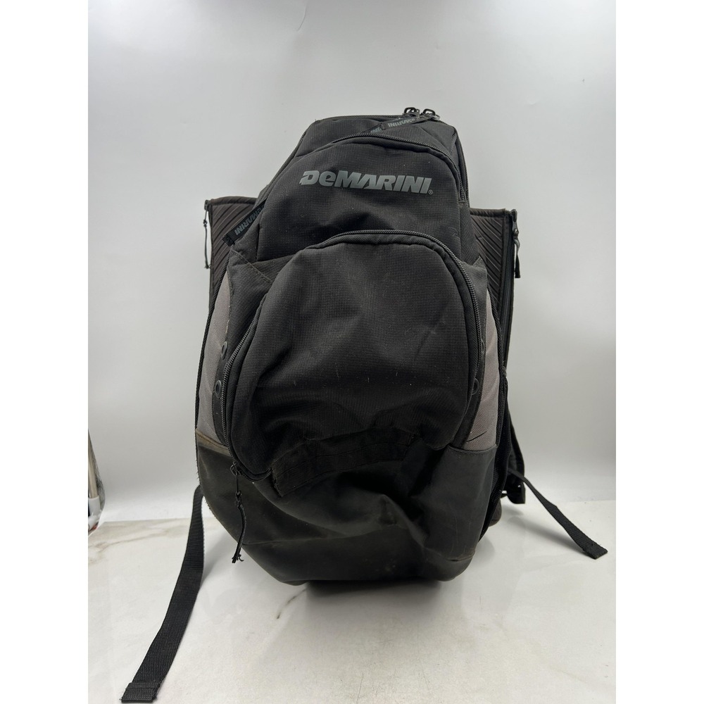 DeMarini Baseball Softball Bat Pack Backpack Black Dual Bat Sleeves Fence Hook